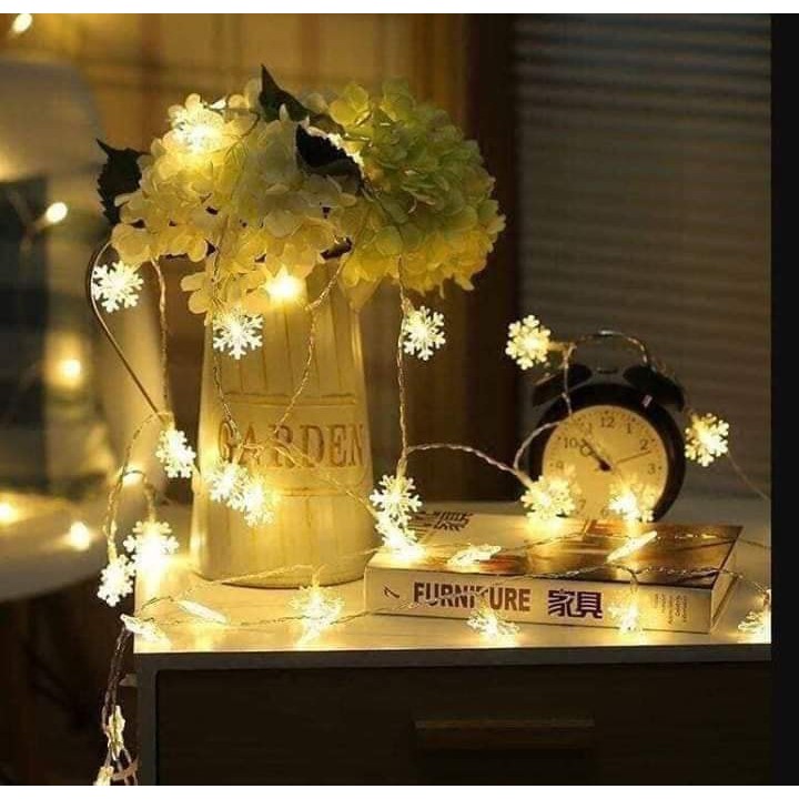 Đèn nháy trang trí hình bông tuyết  dây đèn led trang trí Decor Phòng, dây đèn nháy hoa tuyết trang trí tết