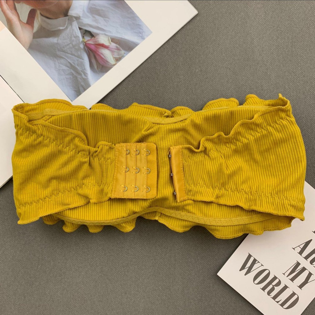 Bra gân cotton cài sau bèo nhún xinh xắn