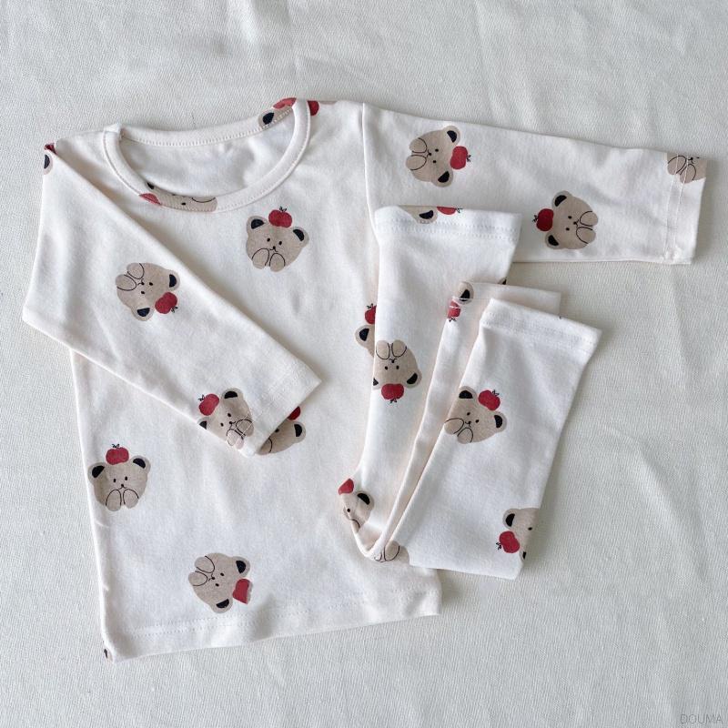 Bộ đồ ngủ mềm mại họa tiết hoạt hình dễ thương phong cách Hàn Quốc thoải mái cho bé