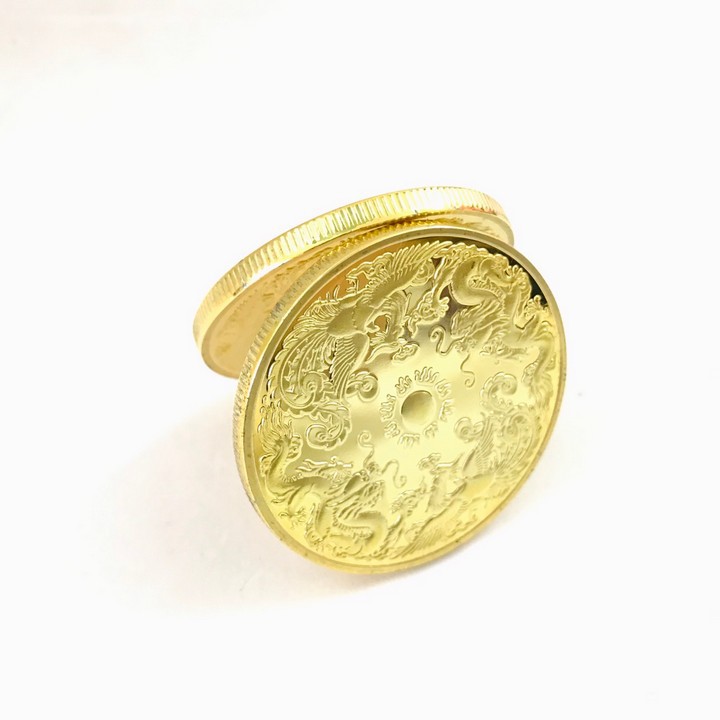Xu Long Phụng Vàng; Màu vàng; đường kính của mỗi đồng xu là 4cm - SP000374