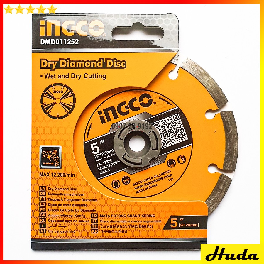 Đĩa cắt gạch khô 125mm 5inch Wet and Dry Cutting Ingco DMD011252M JKL