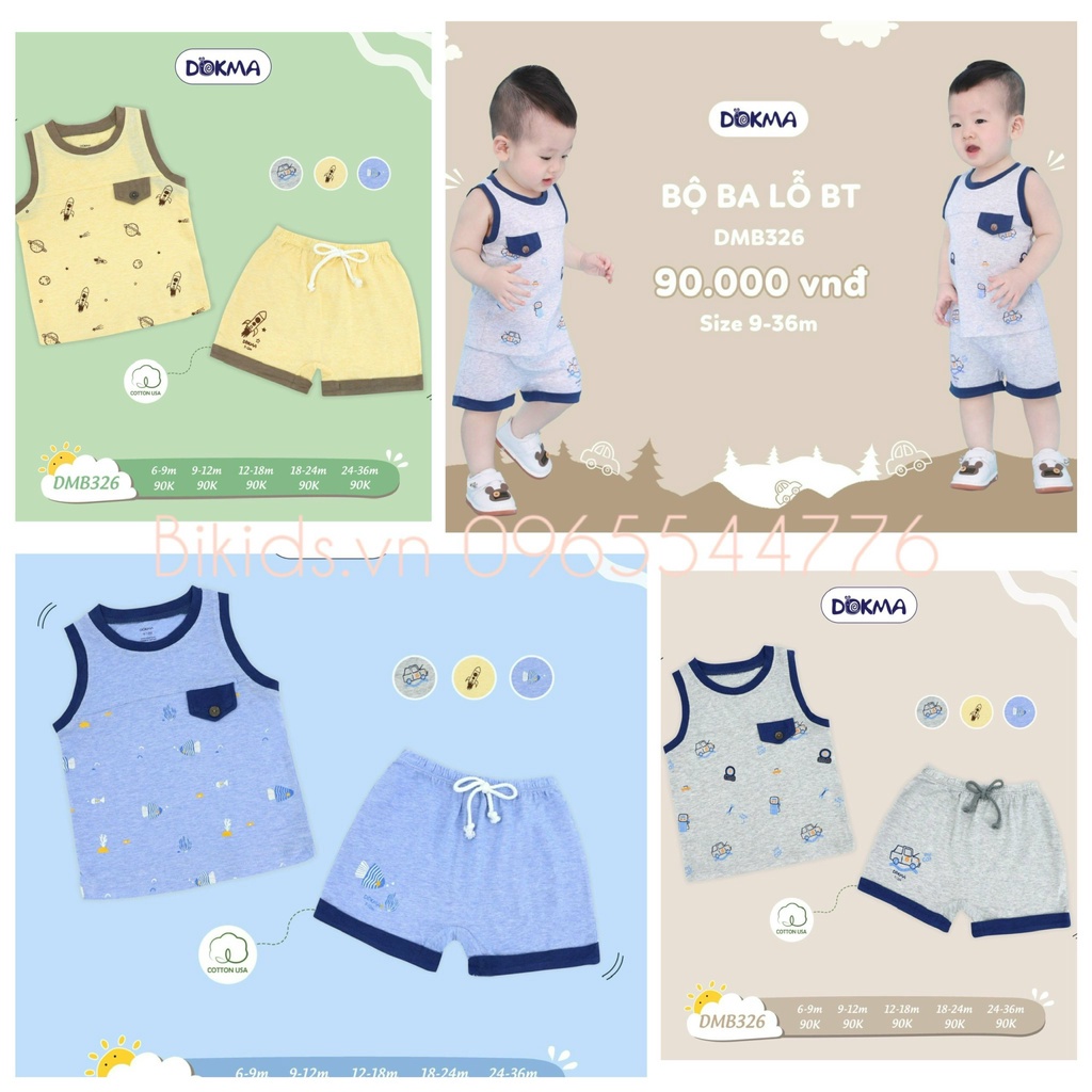 Dokma - Bộ ba lỗ cho bé trai 9-36m DMB326