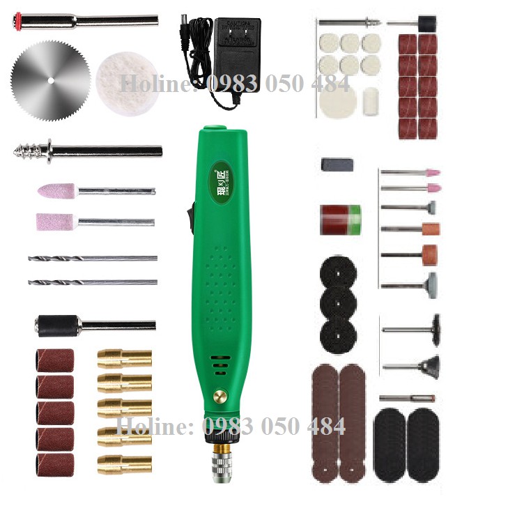 Máy Khoan Điện Mini Chuyên Dụng Cho Điêu Khắc Gỗ / Đá / Đồ Trang k201 -105 kèm full bộ phụ kiện mài khắc đánh bóng