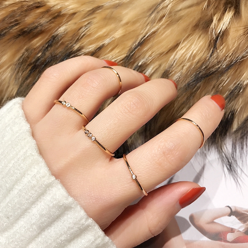 XiaoboACC 5 Chiếc Nhẫn Đeo Khớp Ngón Tay Độc Đáo Phong Cách Hàn Quốc Cho Nữ