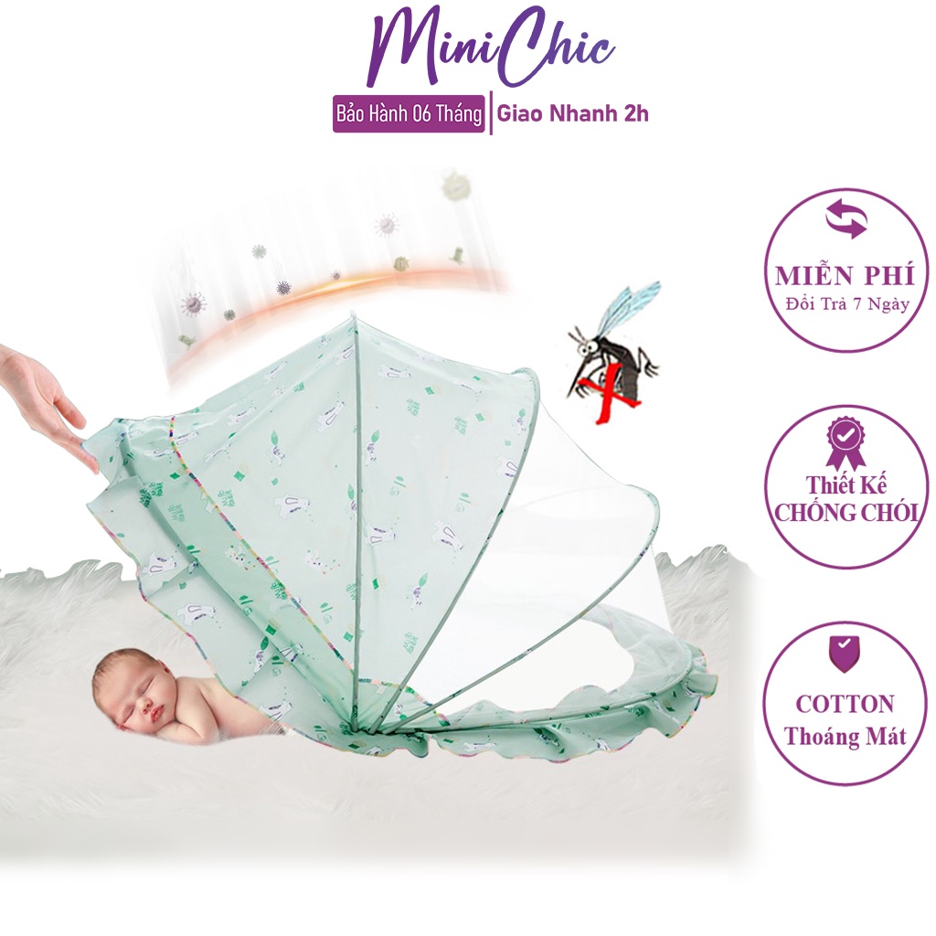 Màn chụp gấp gọn cho bé, mùng chụp tự bung gấp gọn cho bé chống muỗi chống chói