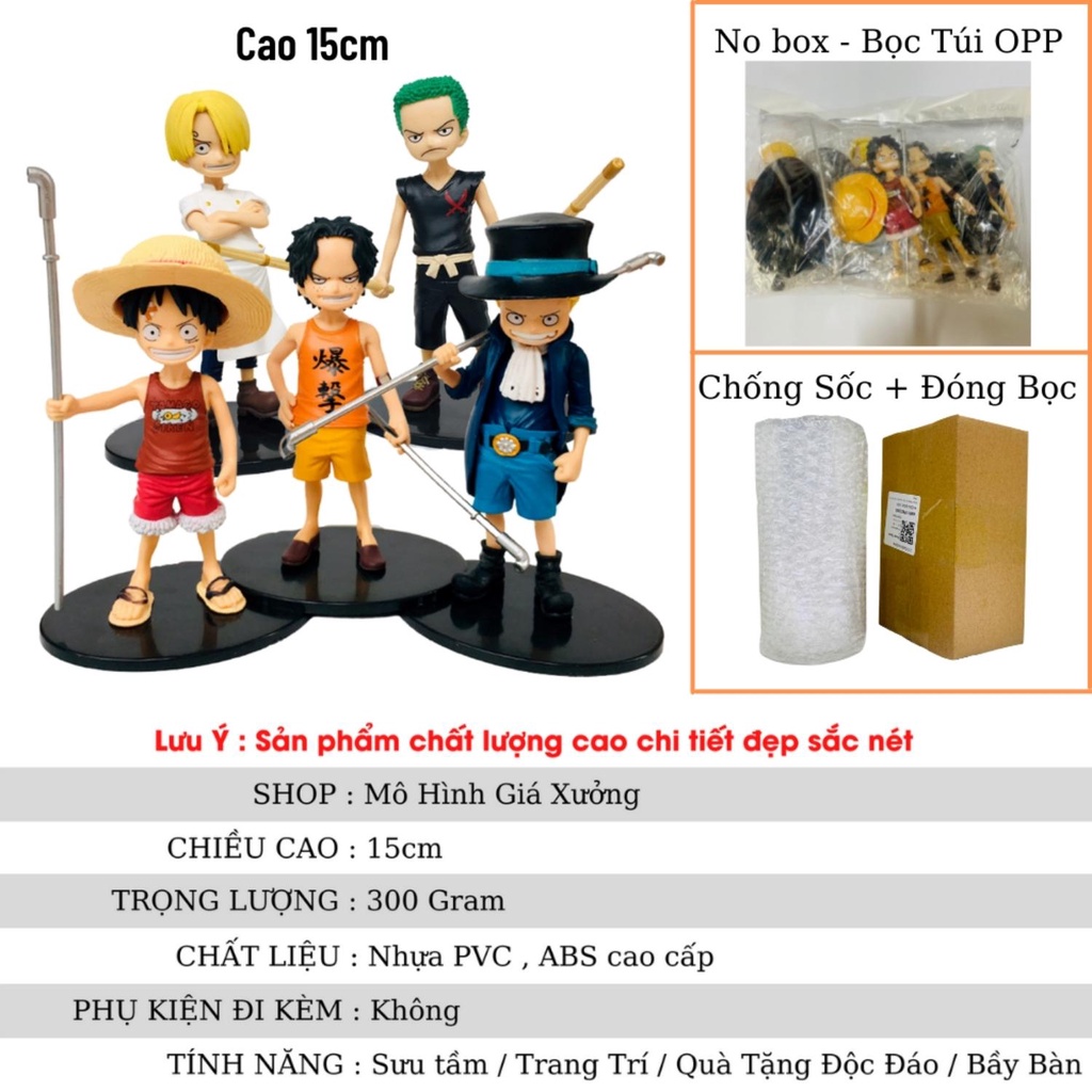 Mô hình One Pece Luffy Zoro Sanji ACE Sabo lúc nhỏ siêu đẹp cao 15cm , figure mô hình one piece