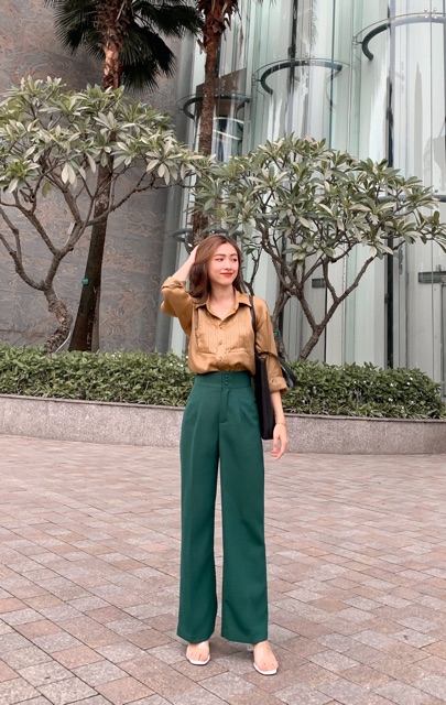 ZIEL Quần suông bản cạp lớn 2 nút hách dáng | BigBuy360 - bigbuy360.vn