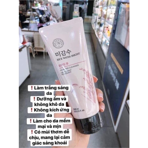 Sữa rửa mặt gạo Rice Water Bright Facial Foaming Cleanser The Face Shop tuýp 150ml - CO138