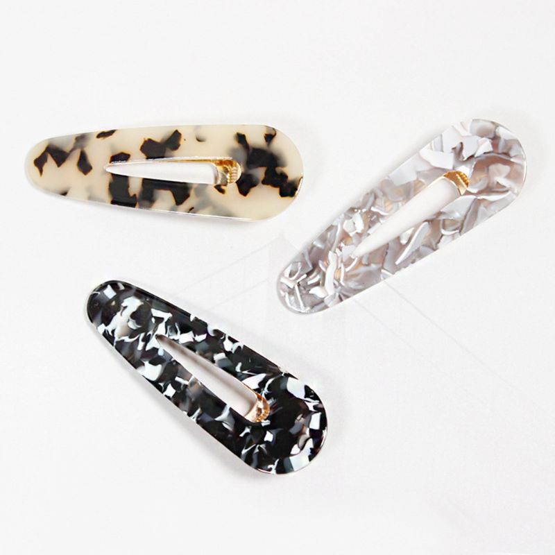 Youyo Kẹp Tóc Đính Đá Granite Acid Acetic Hình Giọt Nước Hình Giọt Nước Cho Nữ