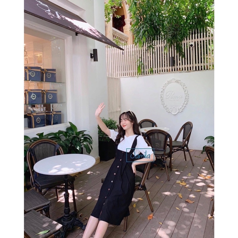 Sét váy yếm kèm áo màu đen ❤️