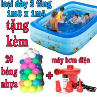 Hồ bơi phao 1m8x1m4 3 tầng loại dày sàn chống trượt