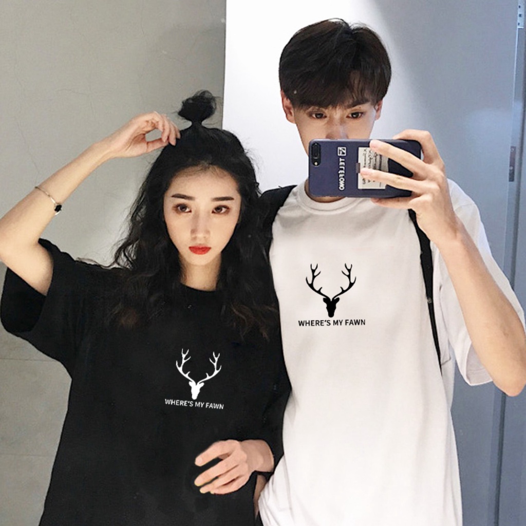 Áo thun nam nữ vải cotton, ao phông đôi tay lỡ nam nữ vải cotton mềm mịn in hình where's my fawn