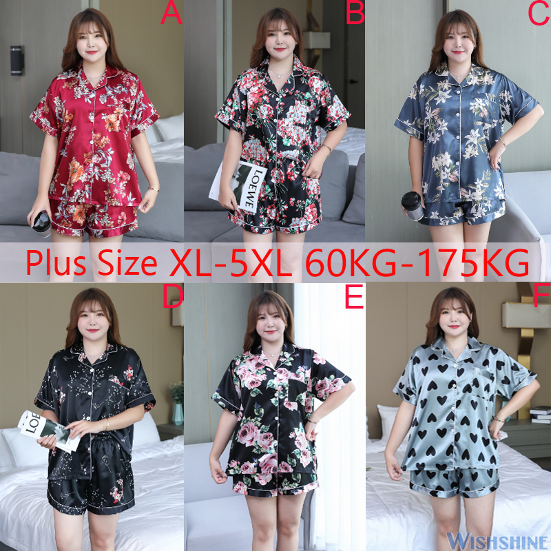 Bộ Đồ Ngủ Lụa Bóng Size Xl-5Xl Cho Nữ Từ 60-175kg