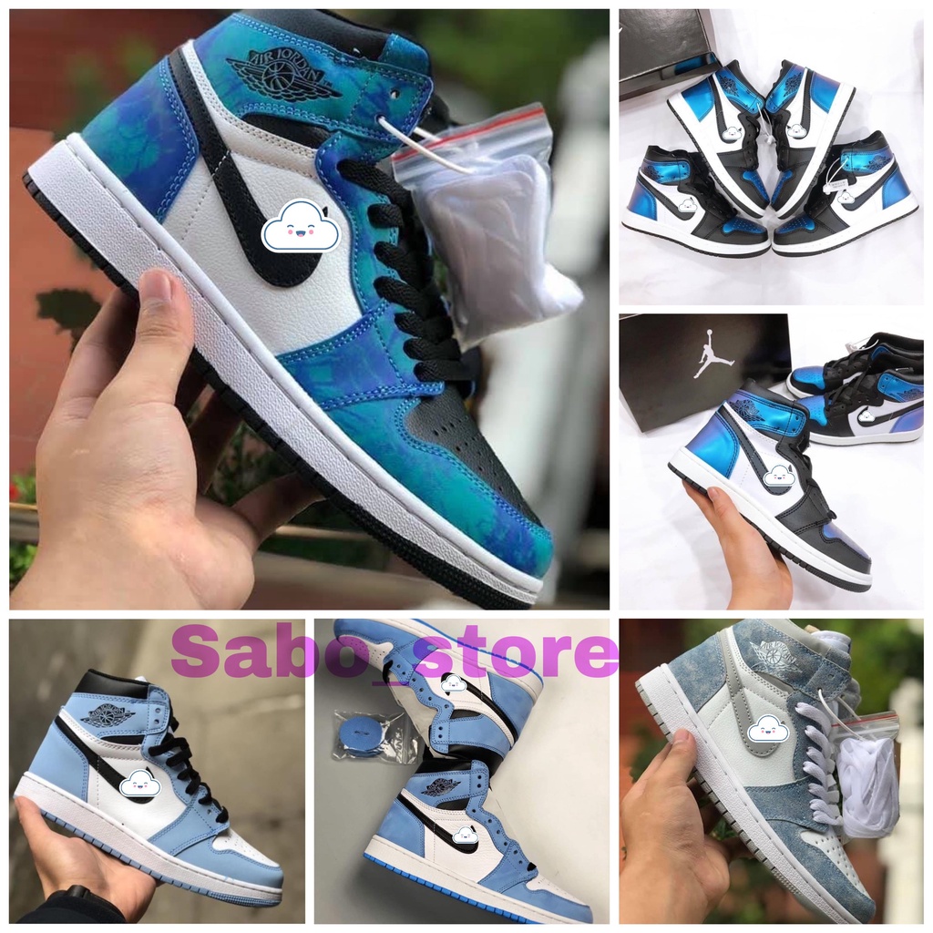 Giày thể thao Jordan 1 cao cổ xanh dương xanh loang [Tặng Full Box Bill] Giày JD high các màu màu hot nhất 2021