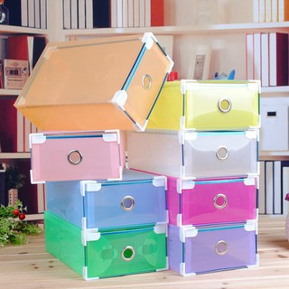 Combo 20 Chiếc Hộp Đựng Giày Nhựa Trong Suốt Viền Kim Loại Có Ngăn Kéo (Nhiều màu)