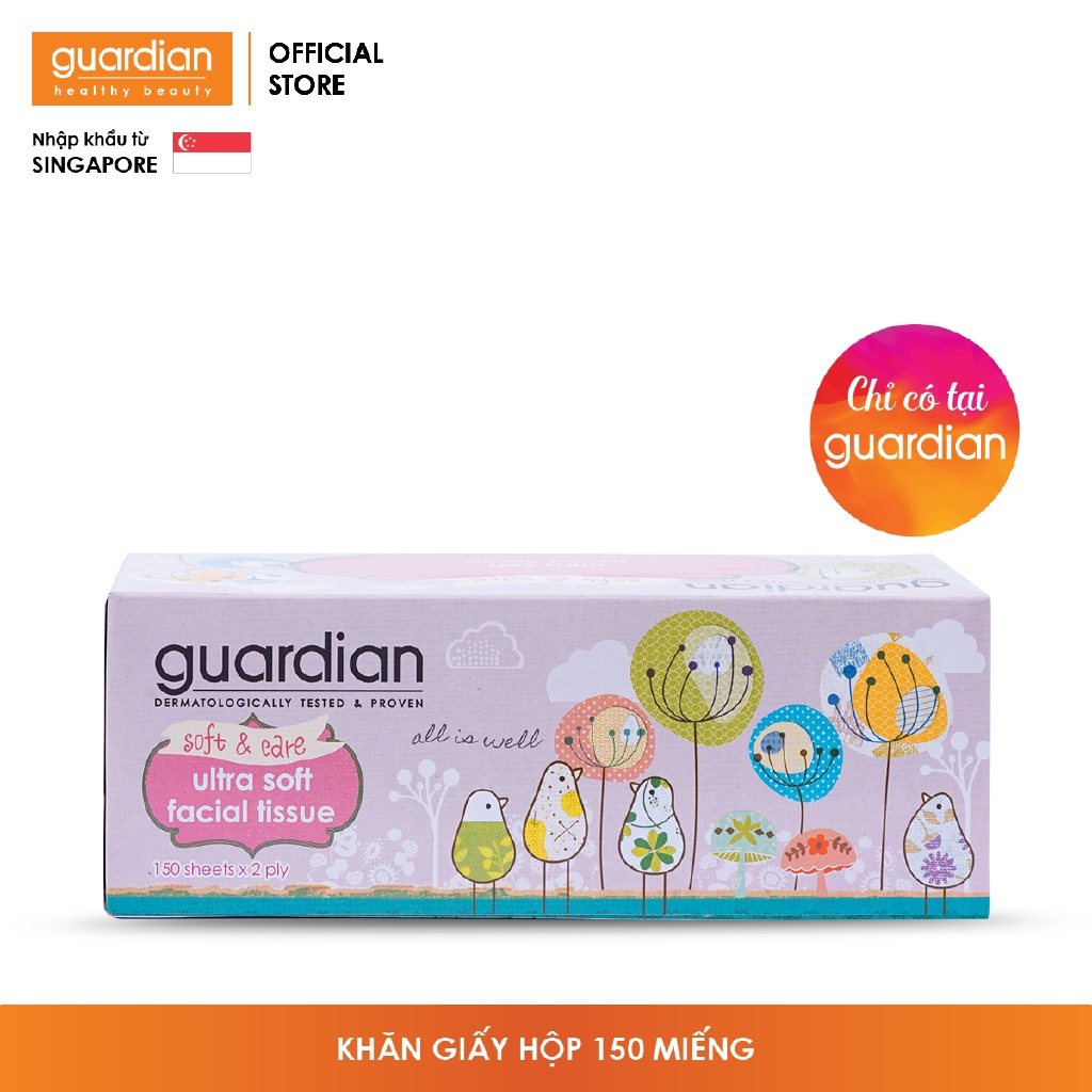 Giấy lau mặt khô Guardian không hương 150 tờ x 2 lớp