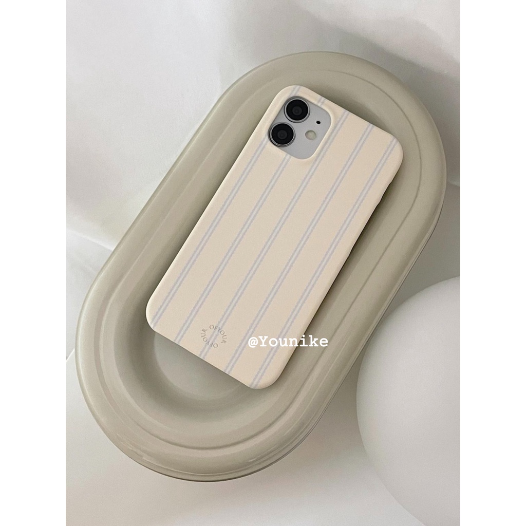 Ốp Điện Thoại Cứng Họa Tiết Kẻ Sọc Màu Vàng Phong Cách Hàn Quốc Cho Iphone 15 / 14 / 13pro / 12promax / 11xr