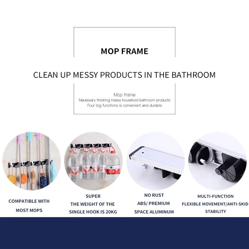 Giá Đỡ Chổi / Cây Lau Nhà Gắn Tường Tiện Dụng Cho Phòng Tắm / Nhà Bếp