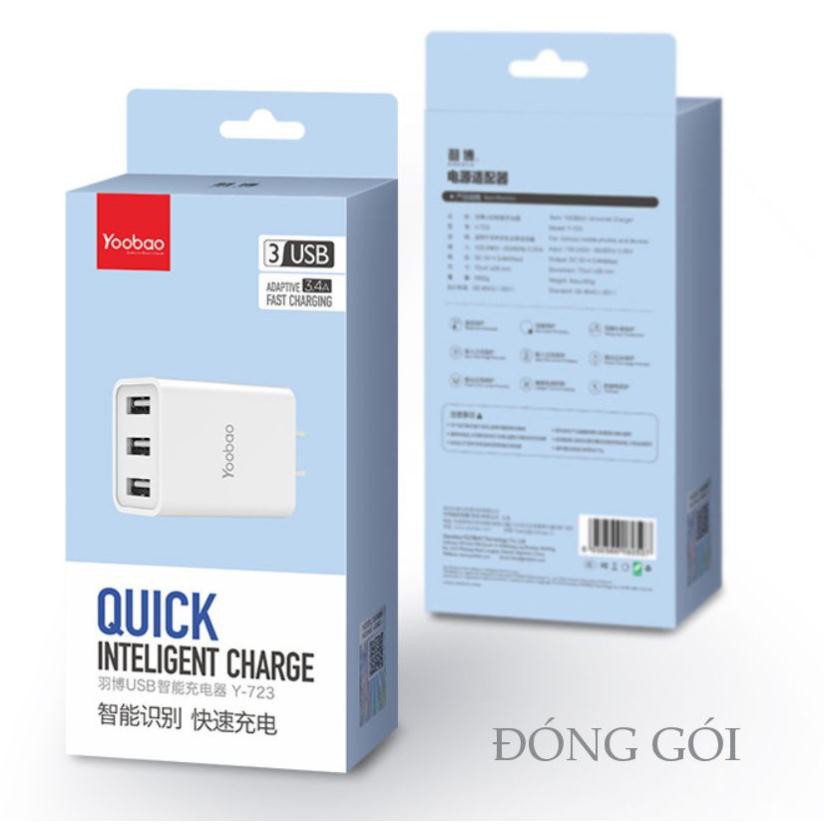 Cốc sạc 3 cổng USB cho điện thoại, máy tính bảng... YOOBAO 723 Yo_0514