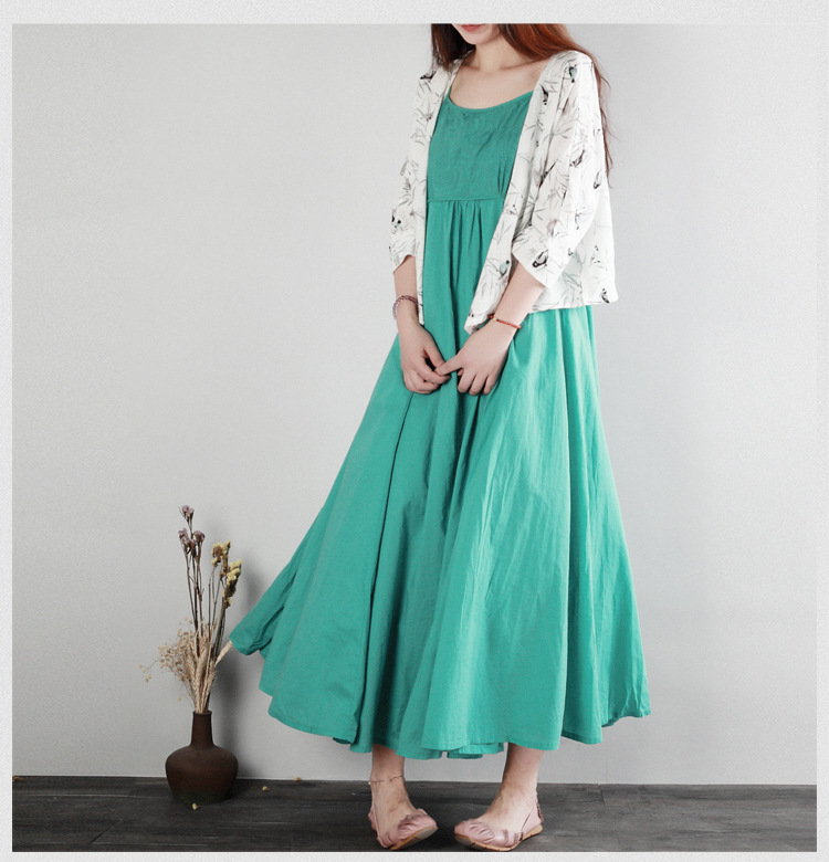 Đầm Yếm Vải Cotton Thêu Họa Tiết Kiểu Vintage Dễ Thương