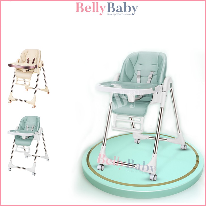 [ Freeship ] Ghế Ăn Dặm BellyBaby Lux01 Phiên Bản Nâng Cấp 2021 Gấp Gọn, Bàn Ăn Rông, Ngả Lưng Ghế 140 Độ,