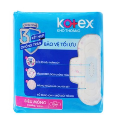 [GIẢ RẺ NHẤT ]BẰNG VỆ SINH KOTEX MỎNG 8 MIẾNG/ GÓI