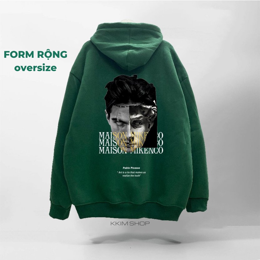 Áo Nỉ HOODIE MIKENCO MAISON, Áo hoodie XANH LÁ unisex nam nữ form rộng oversize chất liệu Nỉ bông cao cấp KKIM SHOP