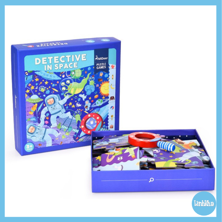 Đồ Chơi Ghép Hình Kèm Kính Lúp Cho Bé Nhập Vai Thám Tử Không Gian MD3007 - Mideer Puzzle - Detective In Space