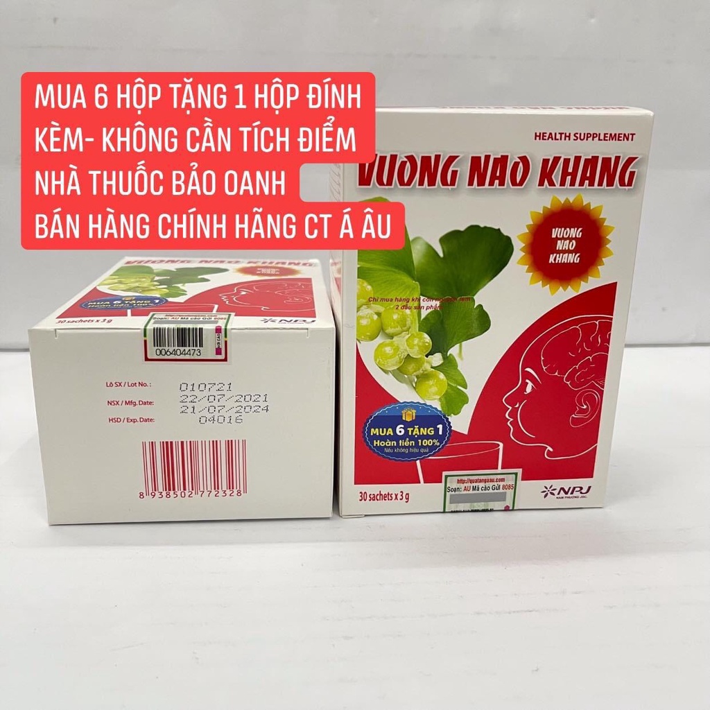 Vương Não Khang hộp 30 gói, mua 6 tặng 1, giúp tăng cường trí tuệ cho bé- Cốm trí não, giúp bé tập trung, giảm tăng động