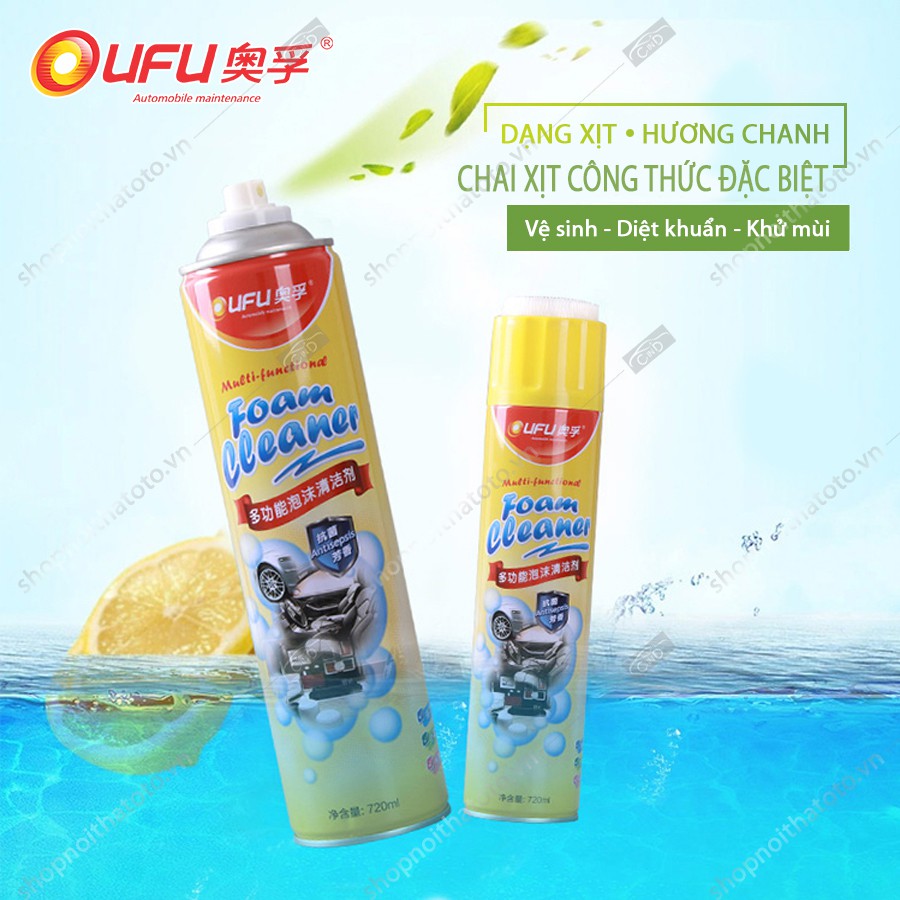 Chai Xịt Vệ Sinh Ghế Da Nội Thất Ô Tô OUFU AF1101 720ml Nhập Khẩu Chính Hãng