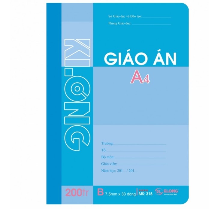 sổ giáo án A4 120 trang - 200trang kẻ ngang Klong