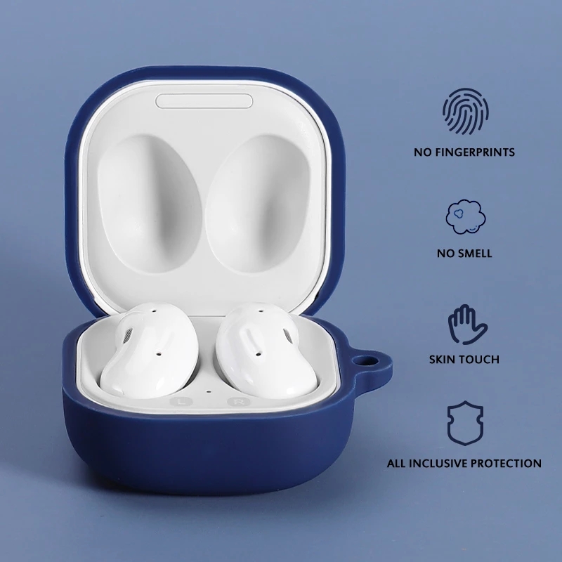 Vỏ bảo vệ hộp sạc tai nghe bluetooth không dây bằng silicon mềm chống sốc kèm móc cài cho Samsung Galaxy Buds Live