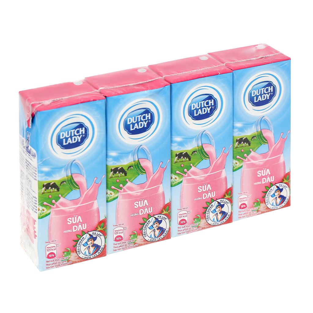 Thùng 48 hộp Sữa tươi tiệt trùng Cô Gai Hà Lan Hương Dâu 180ml