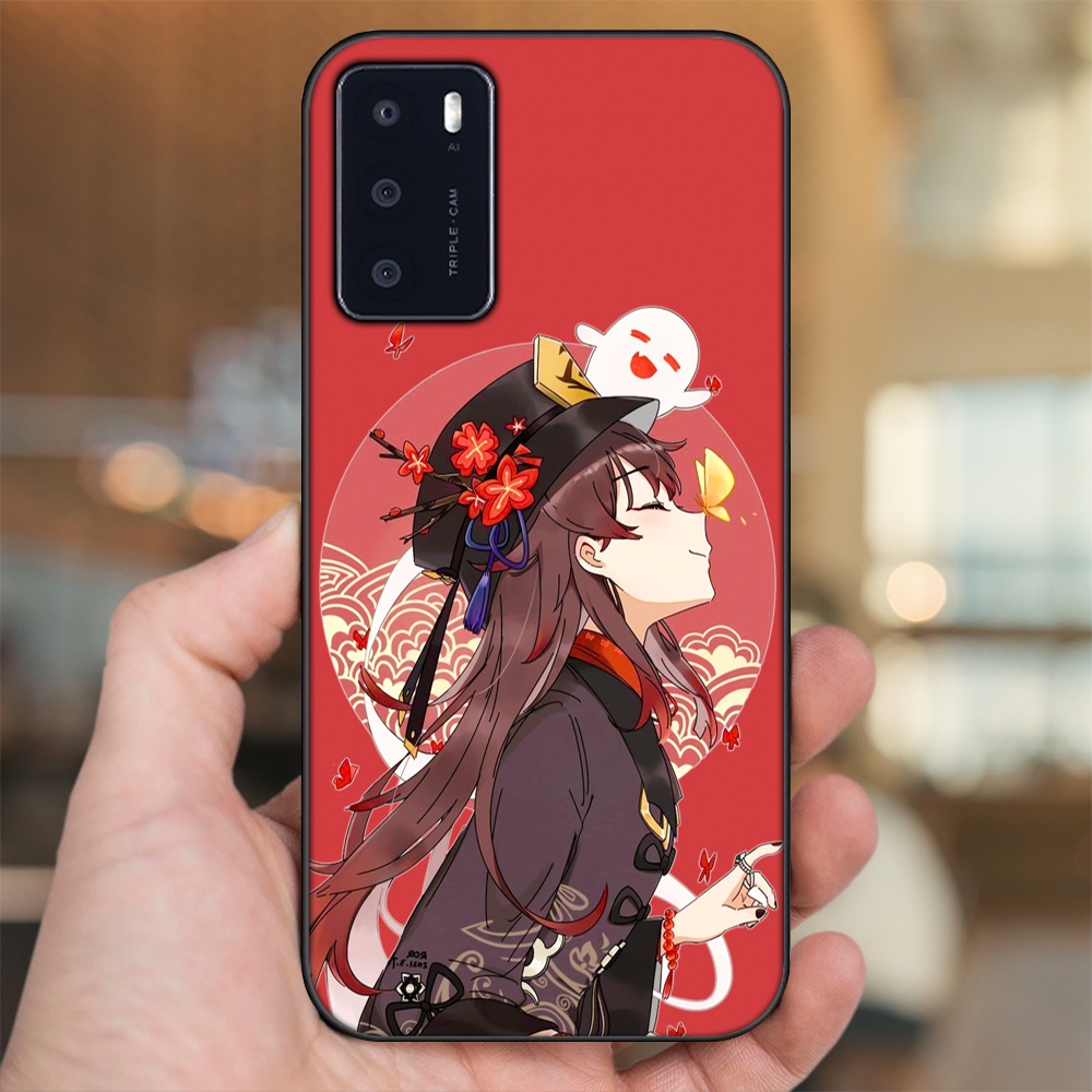 Ốp lưng Oppo A16 viền đen in hình Hutao Genshin Impact