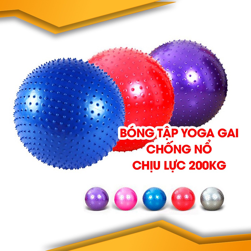 Bóng Tập Gym Yoga Gai Chống Nổ Cao Cấp (75cm - Dày 2mm)Tăng Cường Dẻo Dai Lưng Mông Đùi [TẶNG KÈM BƠM VÀ PHỤ KIỆN]