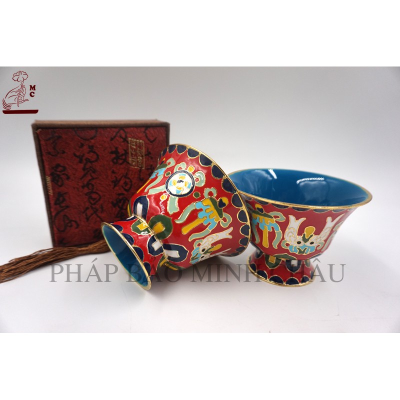 [PBMC] Bộ 8 chén đồng men pháp lam to, trung, nhỏ