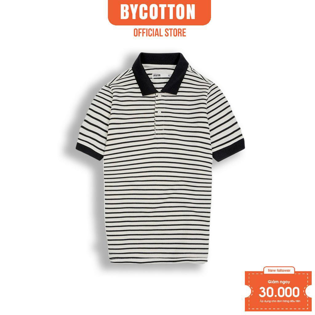 Áo Thun Nam Cao Cấp Polo Sọc Trắng Kem Black & Cream Mini Stripes BY COTTON