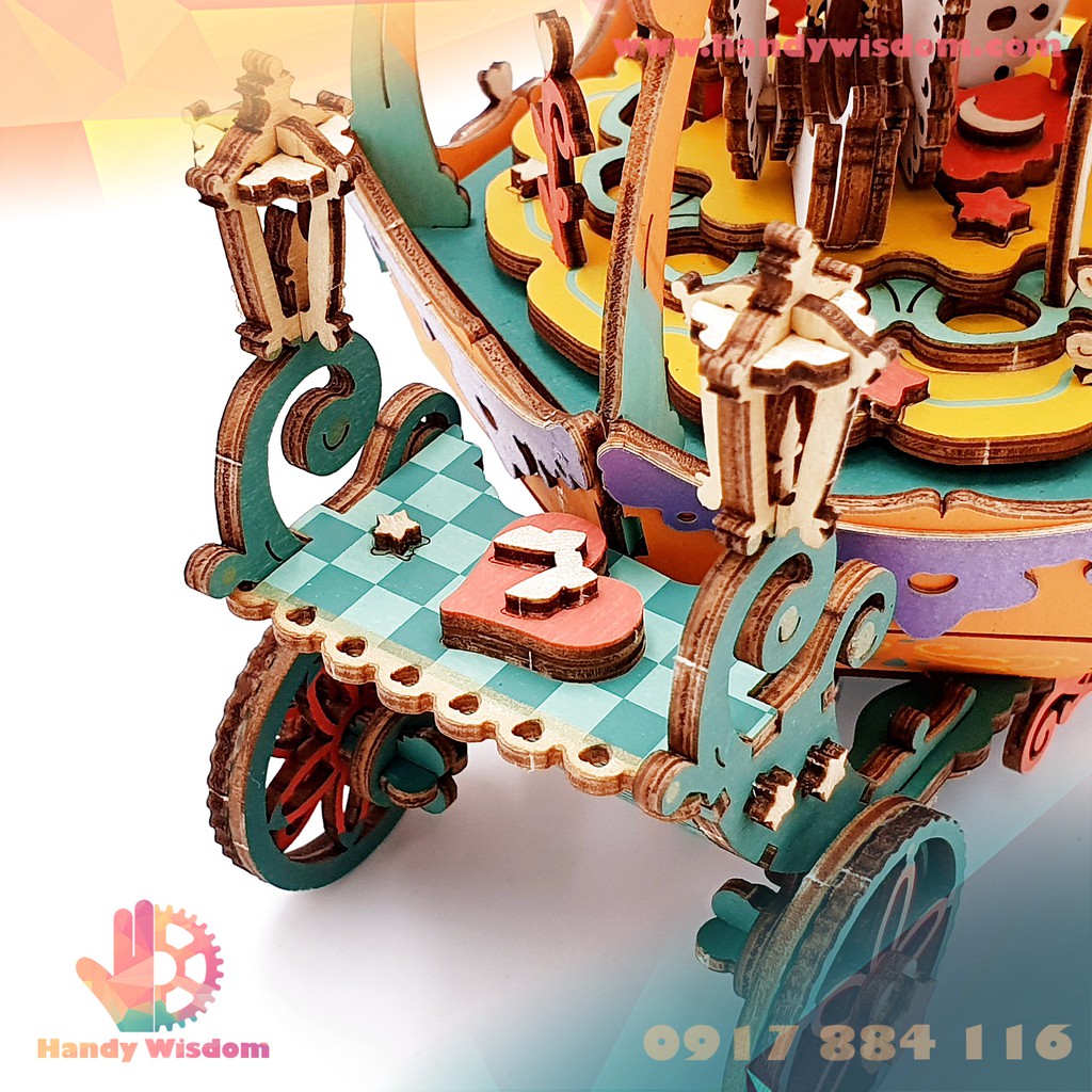 [Mã SKAMLTSM9 giảm 10% đơn 99K] Mô hình hộp nhạc gỗ - Xe bí đỏ - Robotime Pumpkin Carriage AM45