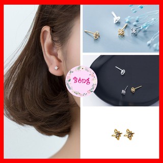 [Bạc 925] [B12] Bông tai bạc 925 Hình Viên Kim Cương nhân tạo độc đáo