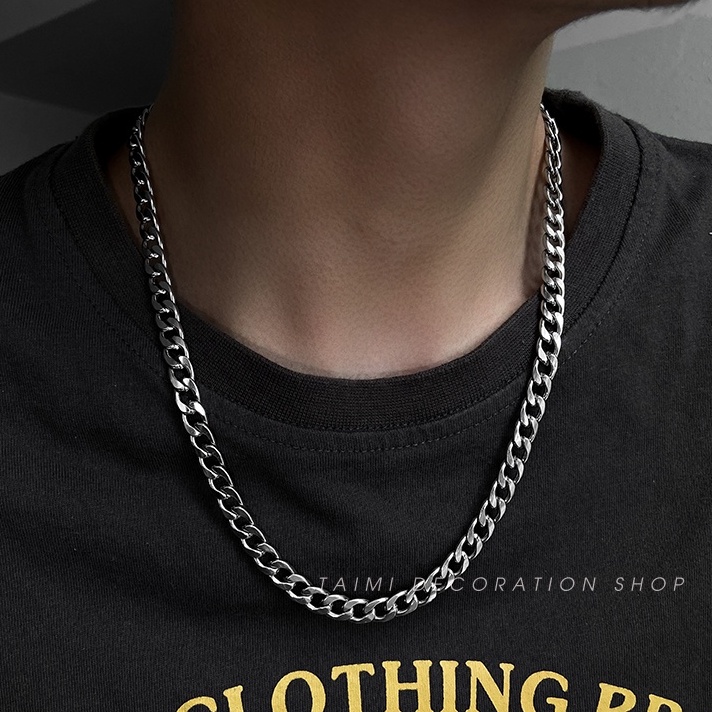Vòng Cổ Nam Trơn Bản Lớn Dây Chuyền Nam Nữ Unisex Cuban Basic Phong Cách HipHop Chất Liệu Titan Không Rỉ Gudi Studio