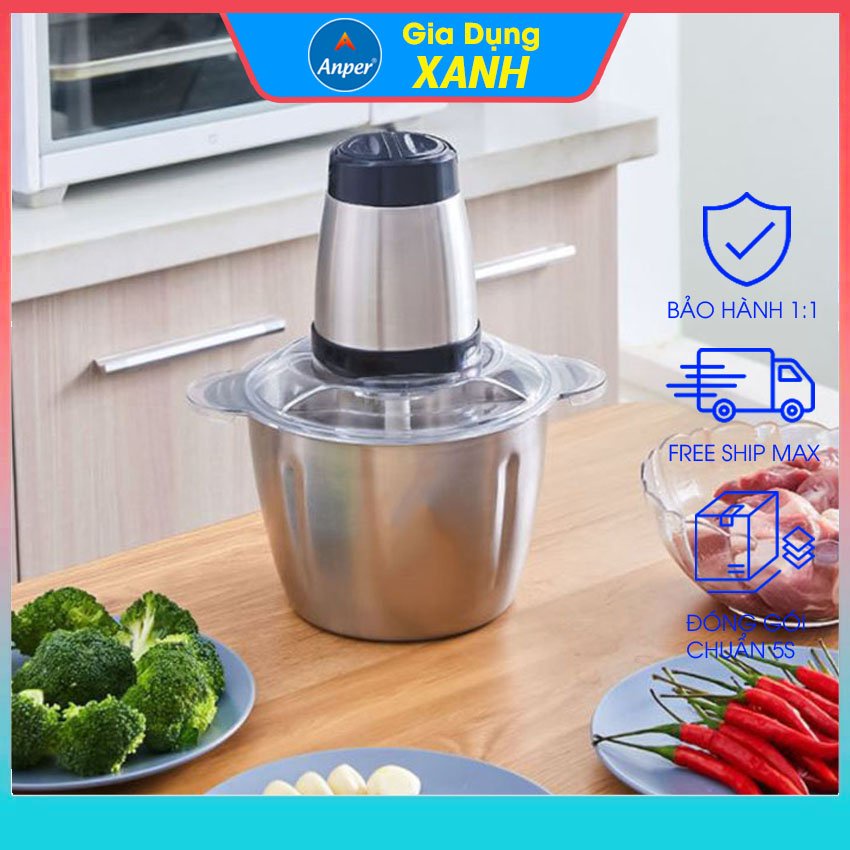 Máy xay thịt đa năng cối Inox 304 dung tích 2L 4 lưỡi dao bằng thép  sinh tố  tỏi  tiêu thức ăn sunhouse