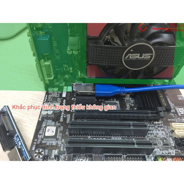 Dây cáp Riser PCIe 1X nối dài 60cm có nguồn phụ