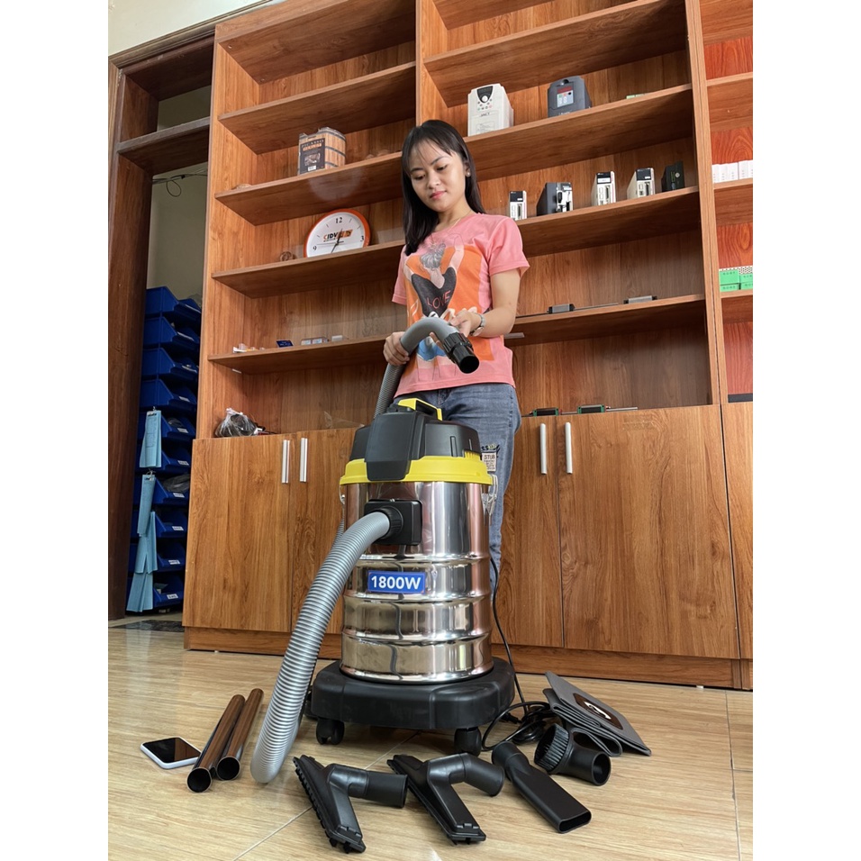 Máy hút bụi công nghiệp 6 phụ kiện-khô và ướt- vệ sinh nhà xưởng- máy móc