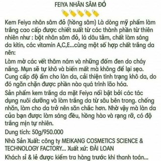 Kem feiya hồng sâm
