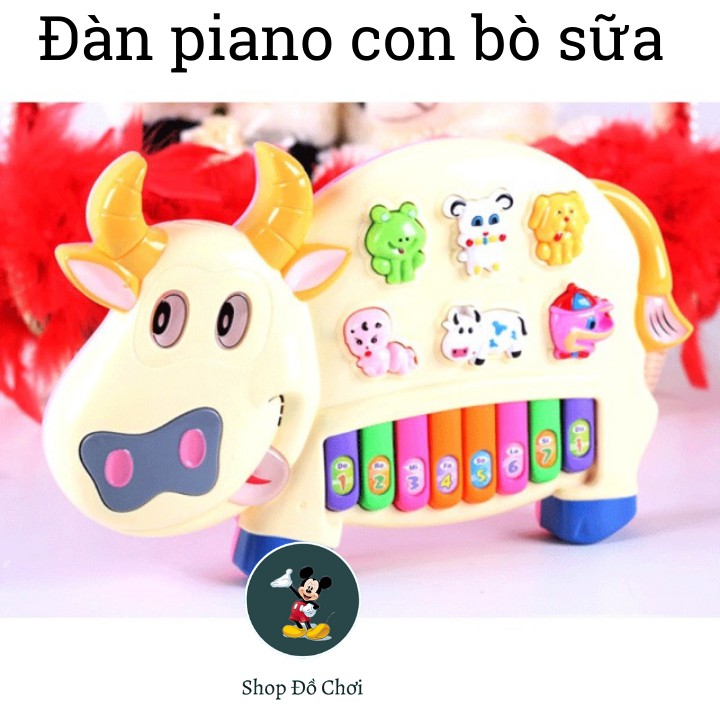 Đàn piano hình con bò sữa cho bé từ 2-7 tuổi