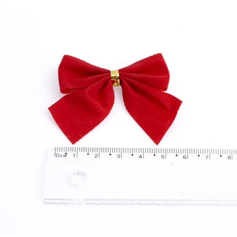 Set 12 Nơ Màu Vàng / Bạc Trang Trí Cây Thông Noel / Giáng Sinh