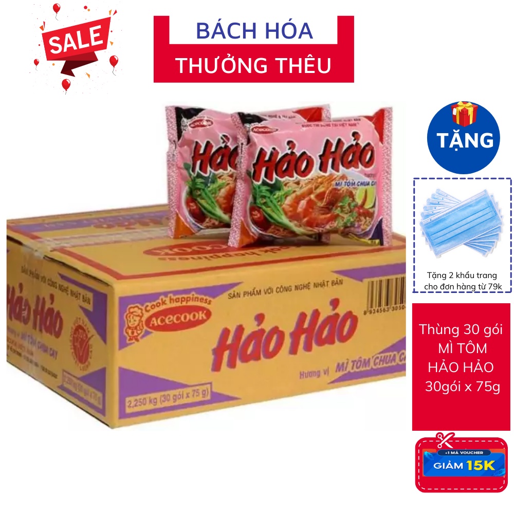Thùng 30 Gói Mì Tôm Hảo Hảo Chua Cay 75g
