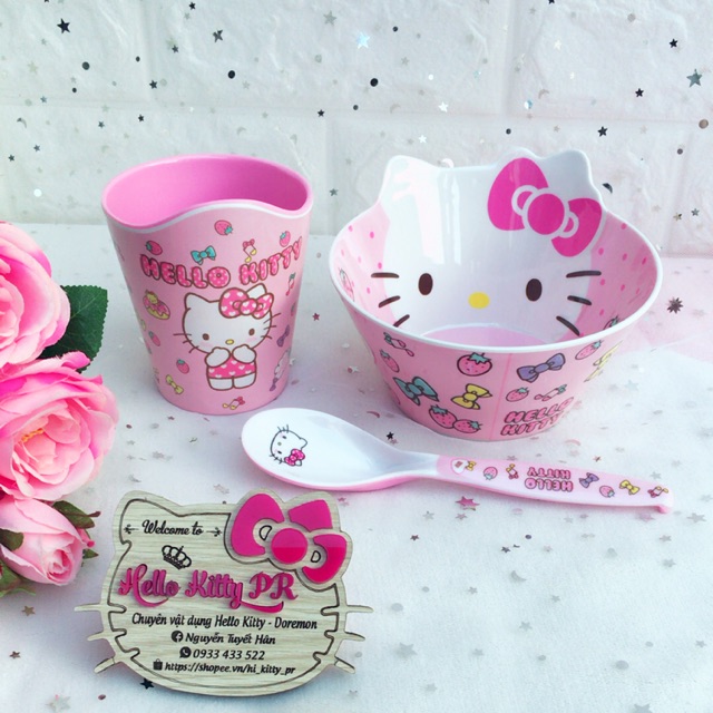 Bộ combo chén tô muỗng ly Hello Kitty