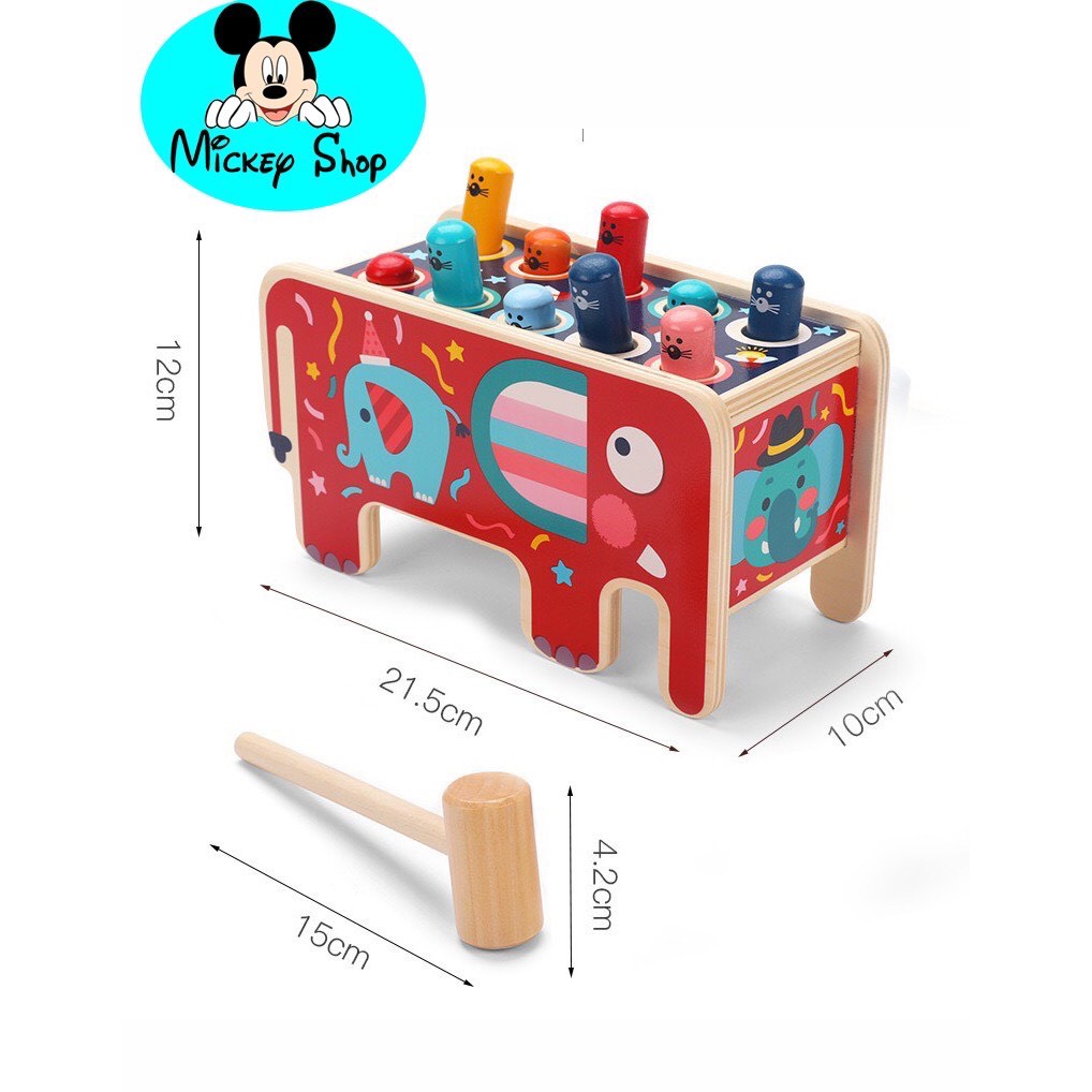 Đập Chuột Kèm số, Kéo Xe, Bánh Răng Xoay Bằng Gỗ Cho Bé Phát Triển Phản Xạ Và Tư Duy Nhanh Nhạy