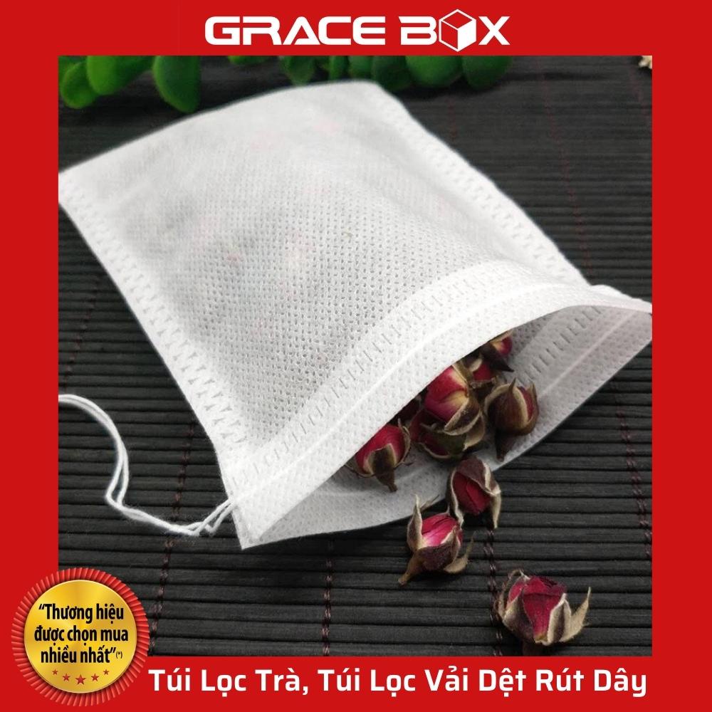 {Giá Sỉ} Xấp 50 Túi Lọc Trà, Túi Lọc Vải Dệt Rút Dây - Loại Cao Cấp- Siêu Thị Bao Bì Grace Box